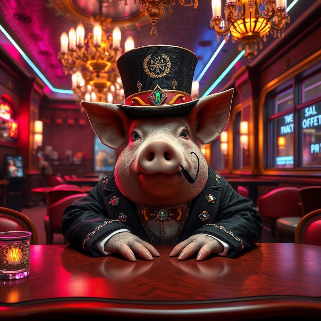 Regal Pig in a Luxurious 1800s McDonald's