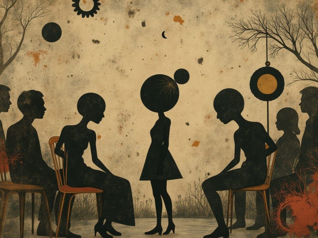 Gothic Circus Surrealism with Faceless Silhouettes
