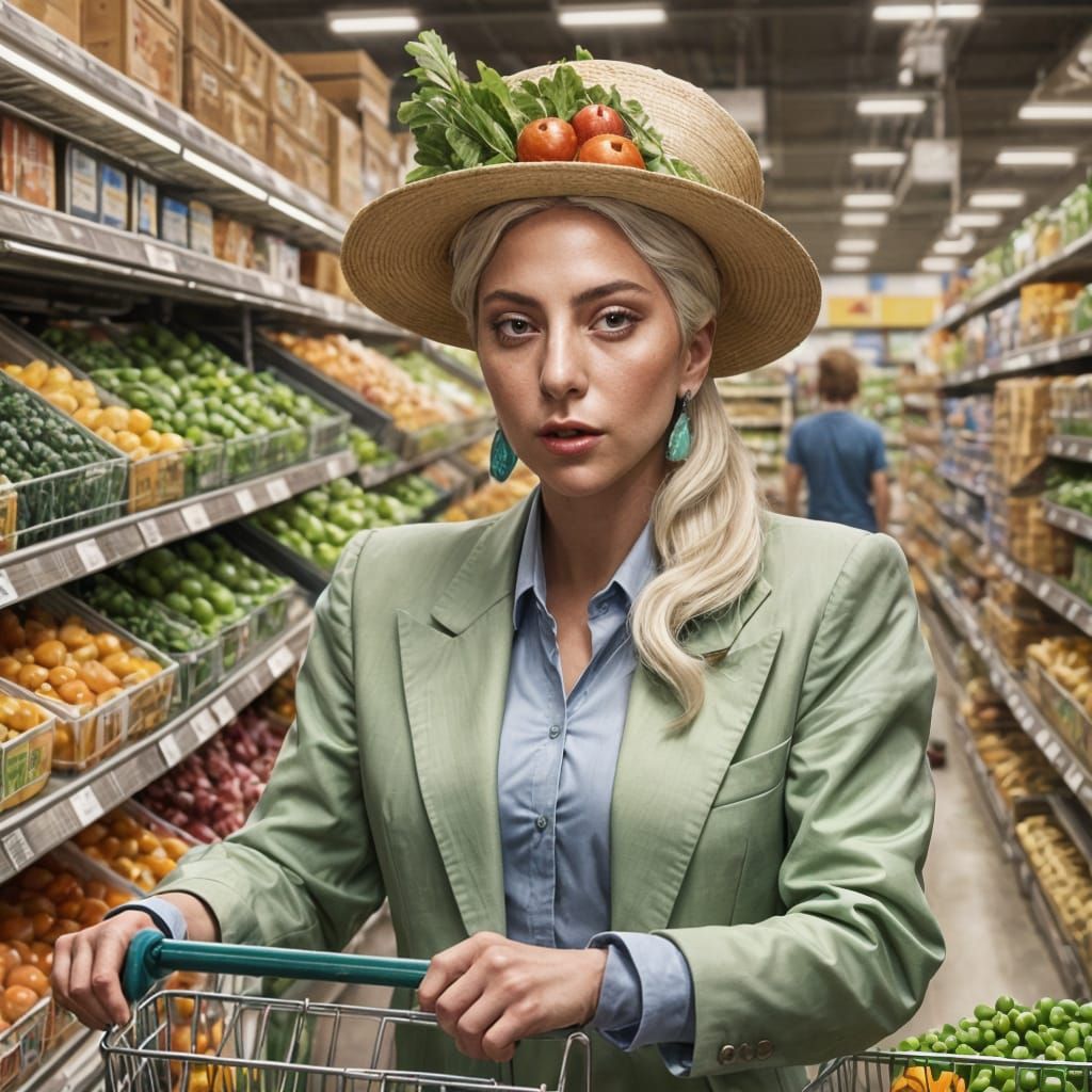 Lady Gaga Buys Garden Peas: Hyperdetailed Portrait