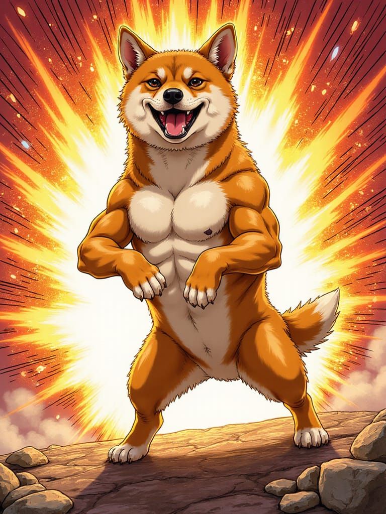 Shiba Inu Hero in Anime Style