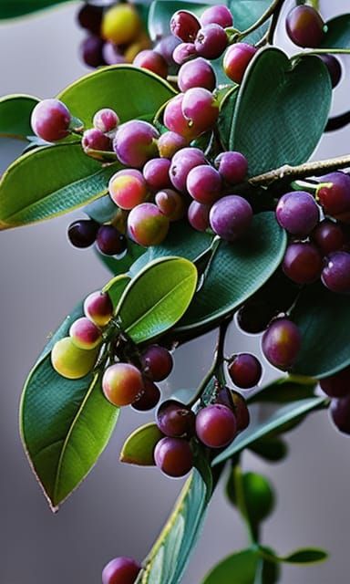 Hyperrealistic Plum Tree Branch with Dew Droplets