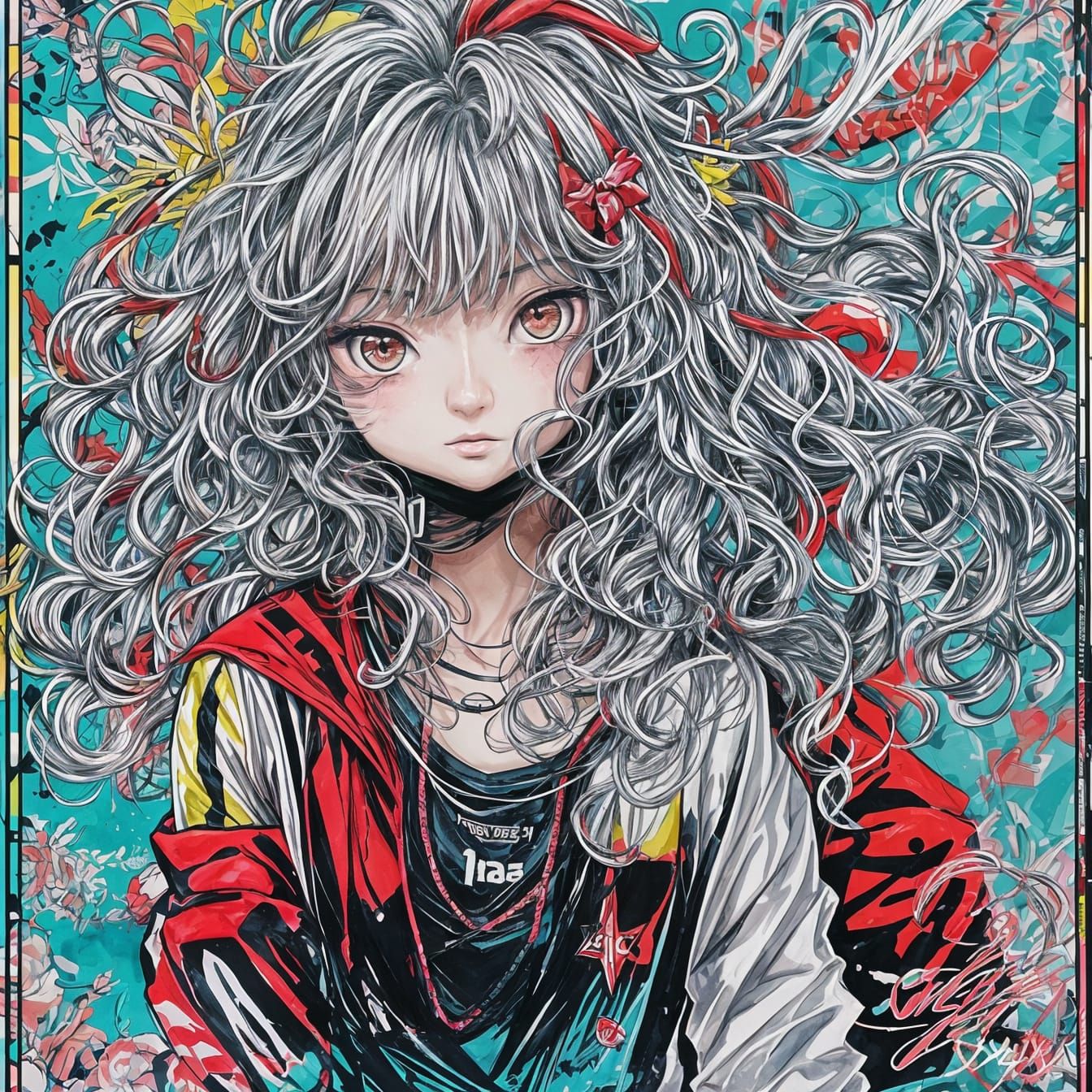 Anime Volleyball Team Poster in Red and Black