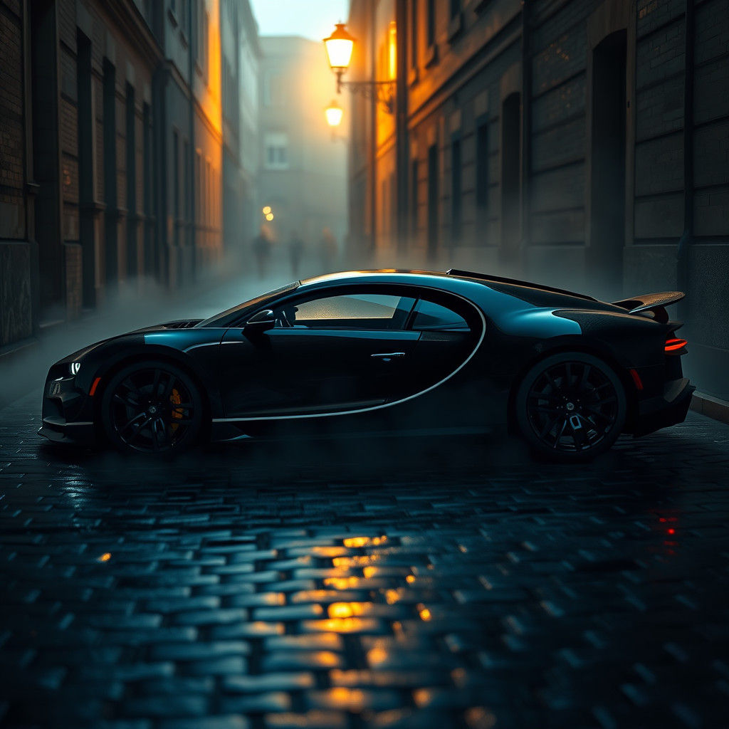 Bugatti La Voiture Noire in Dimly Lit Alleyway