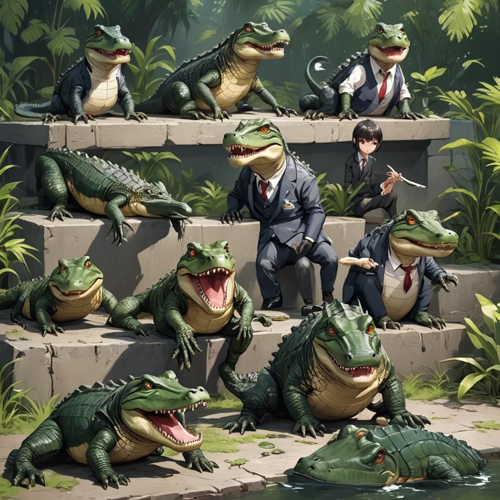 Alligator Photo Shoot in Anime Style