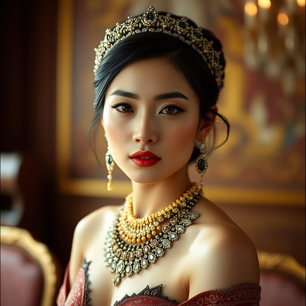 Elegant Chinese Model in Cinematic Film Still