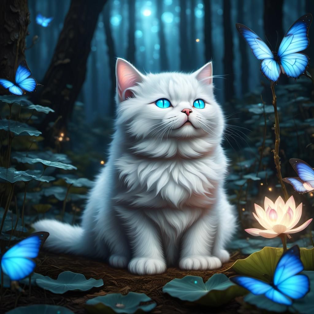 Dreamy Kitten Sleeps in Enchanted Forest