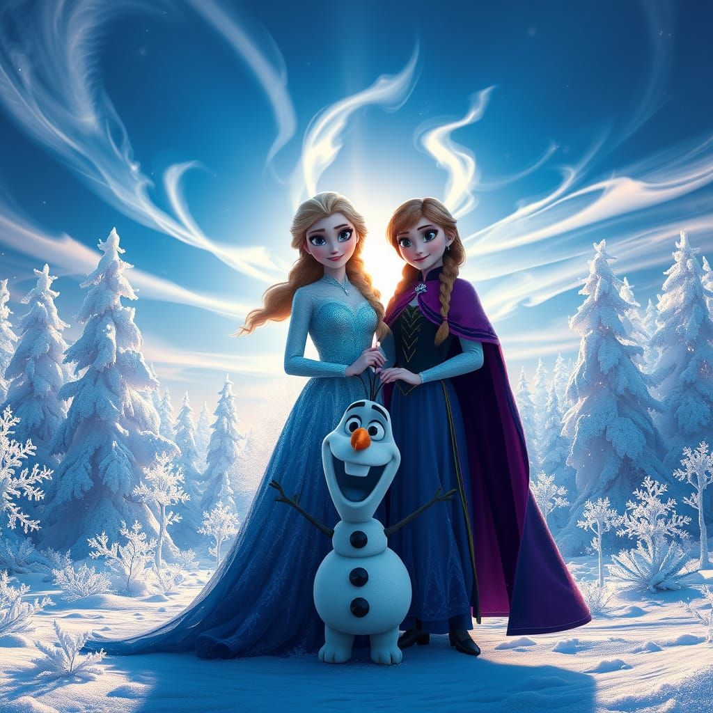 Sisters of Winter Magic Amidst Whimsical Snowscapes