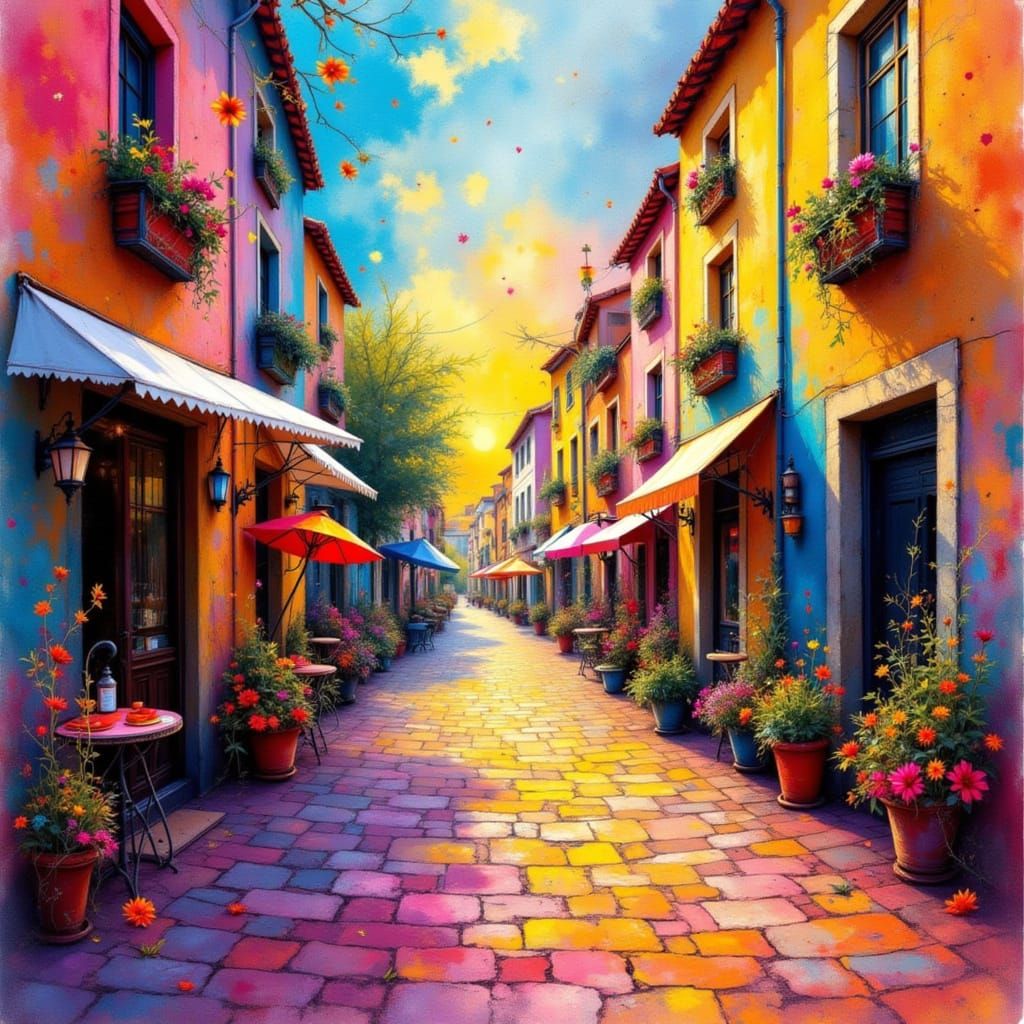 Vibrant Fauvist Marketplace Scene