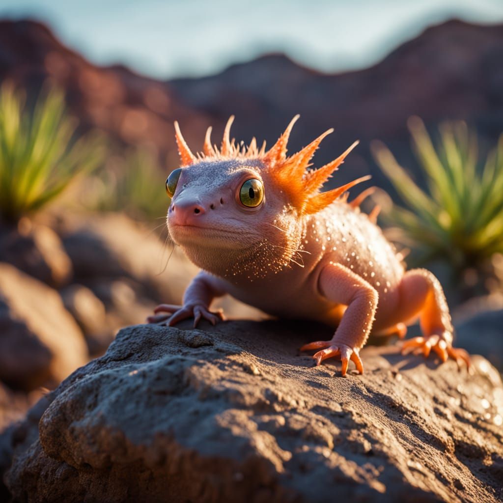 Exquisite Desert Axolotl in Vibrant Digital Art