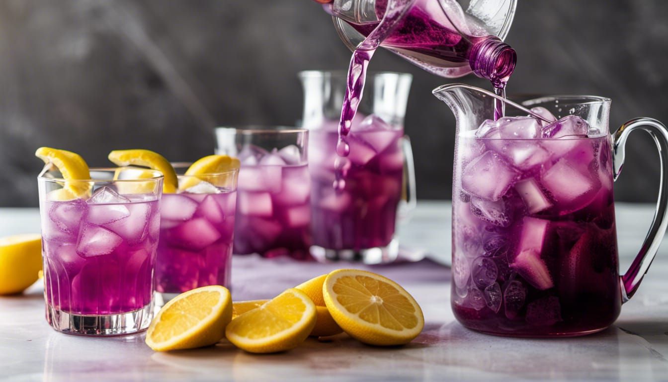 Purple Lemonade in Clear Tumbler Glasses