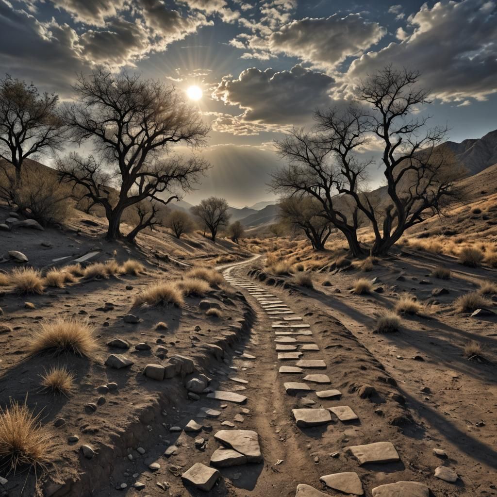 Atmospheric Shadow Path with Rising Sun in HDR