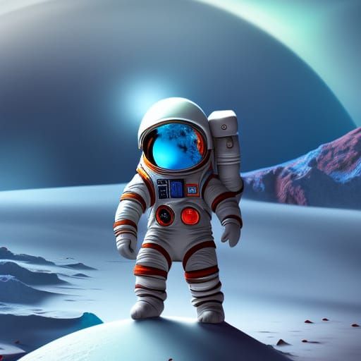 Astronaut on a Planet of Fire and Ice