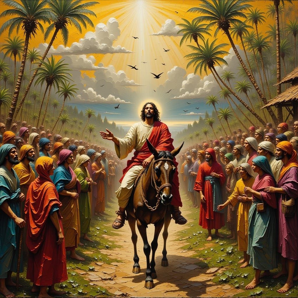 Regal Jesus Enters Jerusalem in Traditional Middle Eastern A...