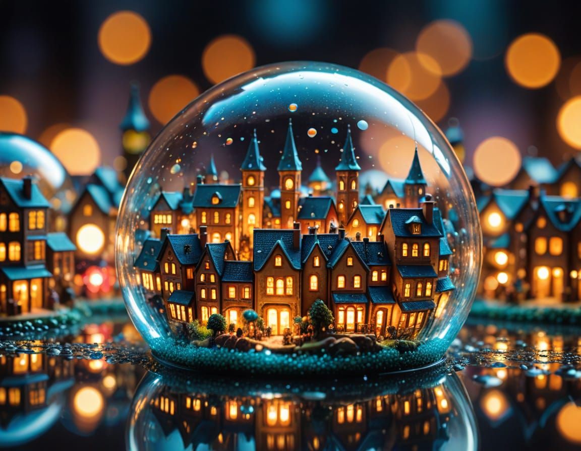 Miniature Towns in Glass Bubbles: Macro Photography