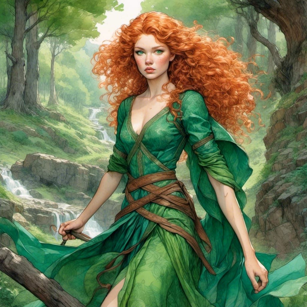 Merida the Brave in Forest with Bow
