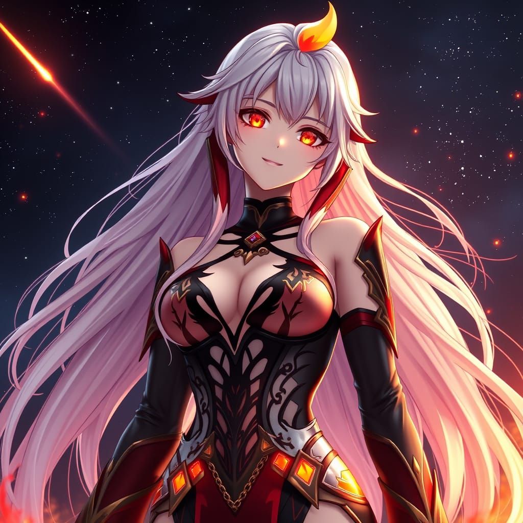 Ethereal DND-Style Anime Warrior with Flaming Hair