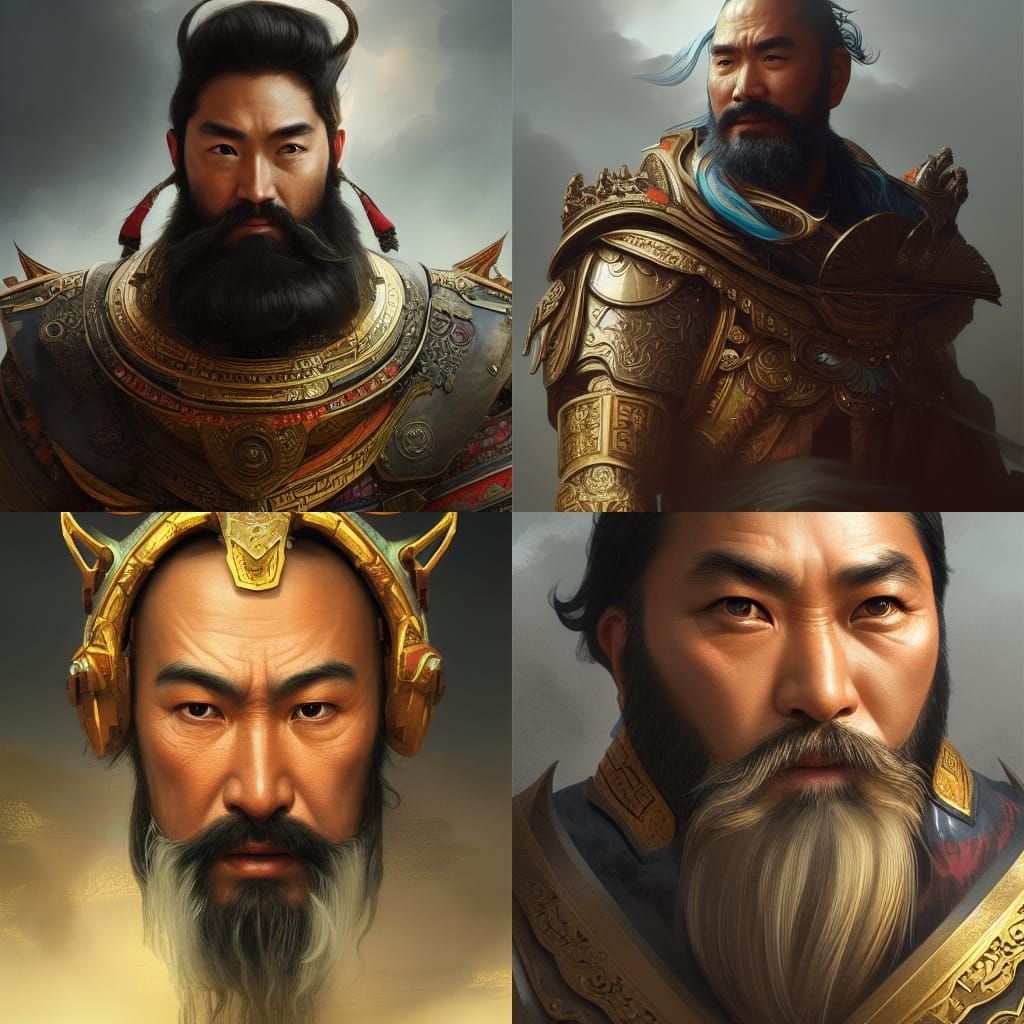 Epic Portrait of Zhang Fei in Digital Art Style