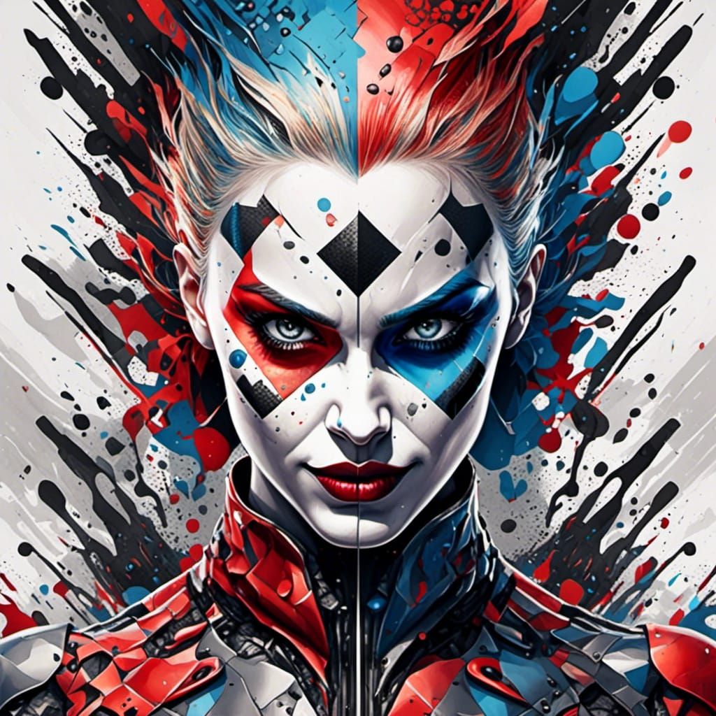 Harley Quinn Mystical Cyborg Rising in Duo Tone