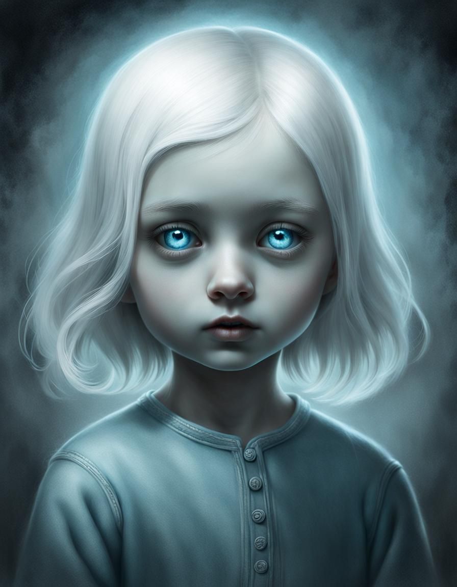 Ethereal Child Ghost Portrait in Ominous Style