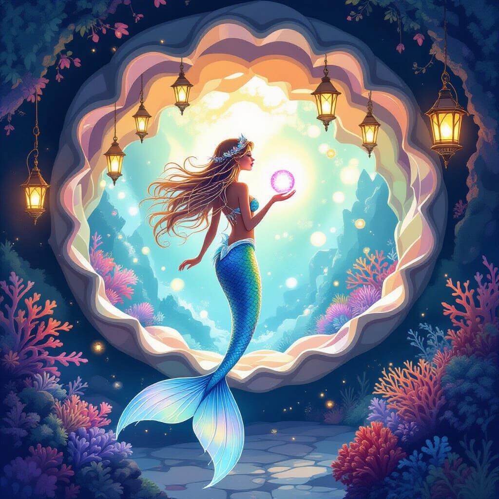 Mystical Mermaid City with Bioluminescent Corals