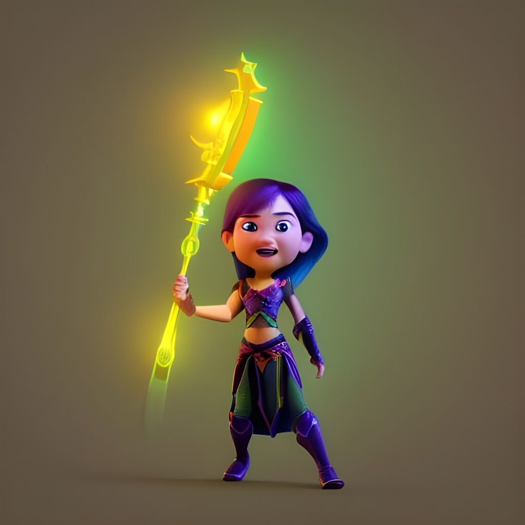 Female Warrior in Mystical Temple, 3D Digital Art