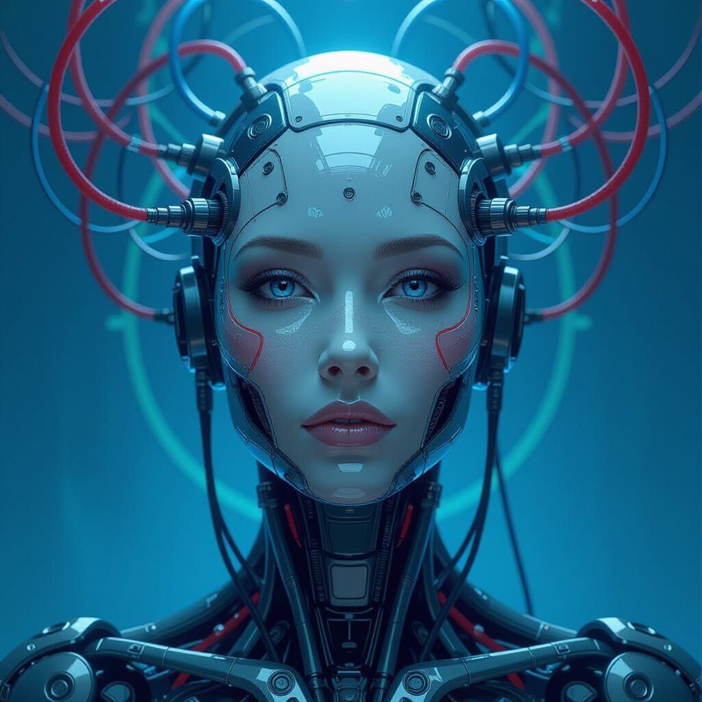 Android Portrait with Fractal Patterns in 3D Style