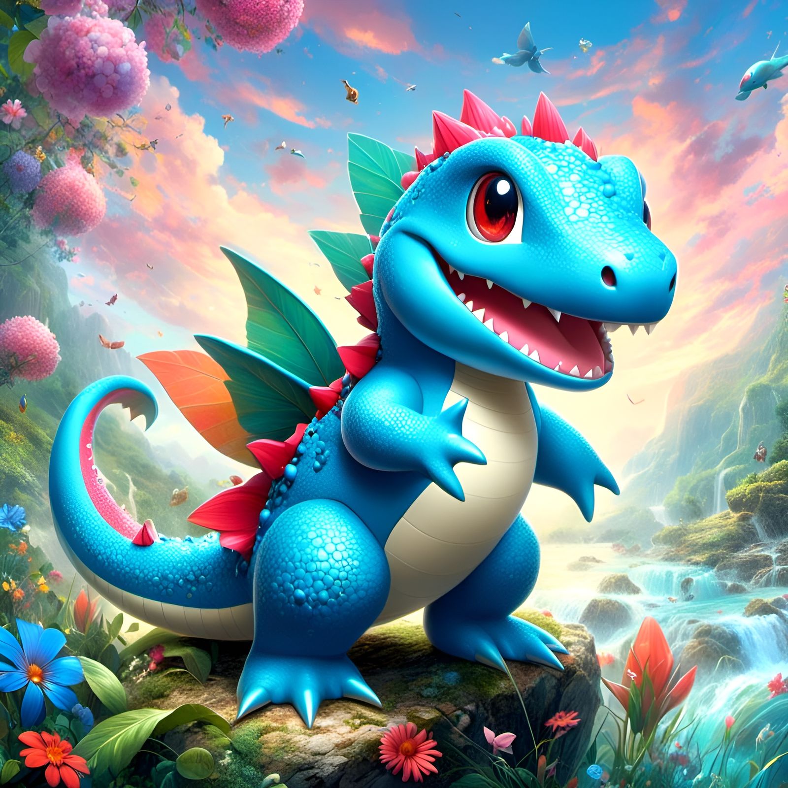 Cute Totodile Pokemon Digital Art