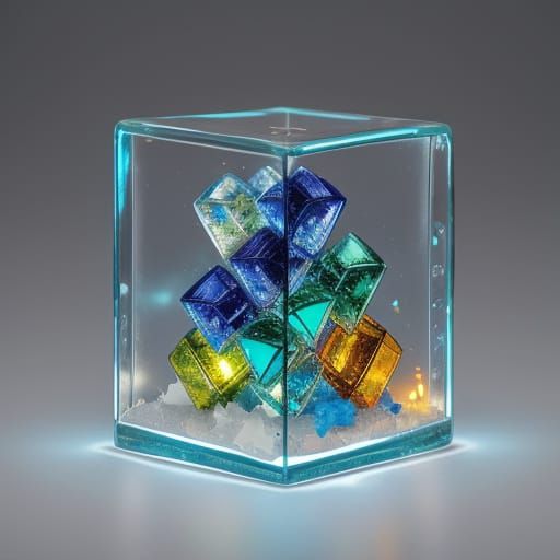 Abstract Frozen Glassware with Luminescent Lights
