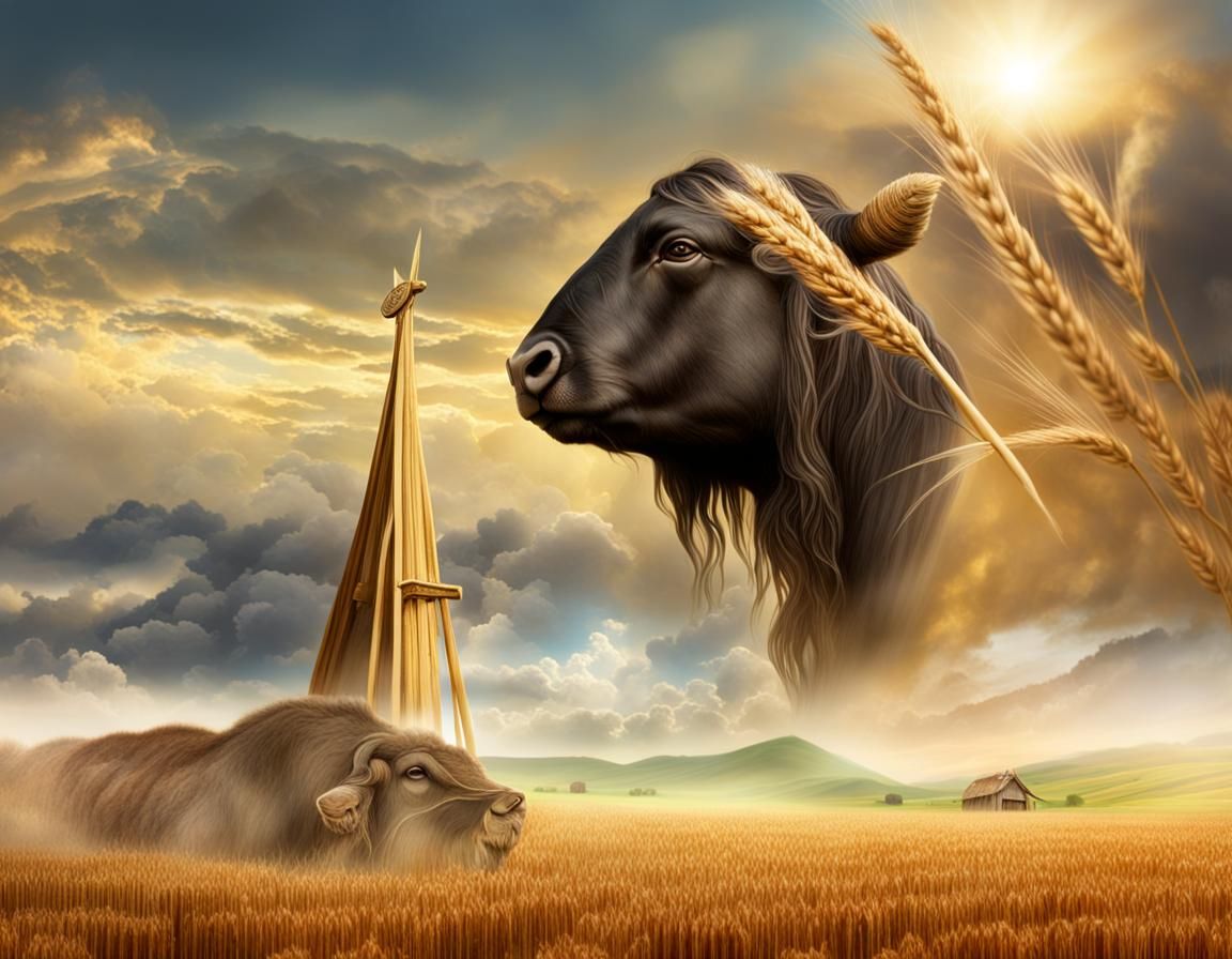 Jesus Plows Field in Baroque Fantasy Painting