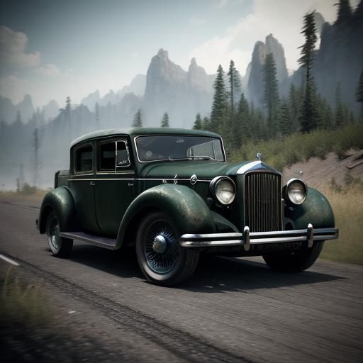 Vintage Car in 3D Game Cinematic Style