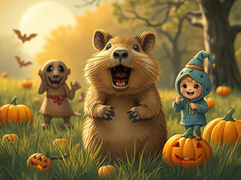 Happy Capybara's Halloween Scare Prank