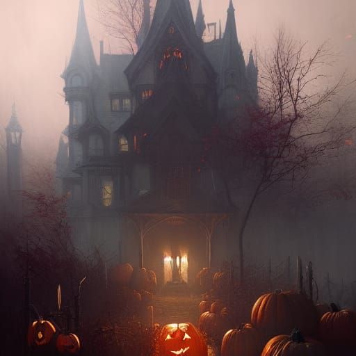 Halloween Fantasy Art in Dark, Hyperdetailed Style