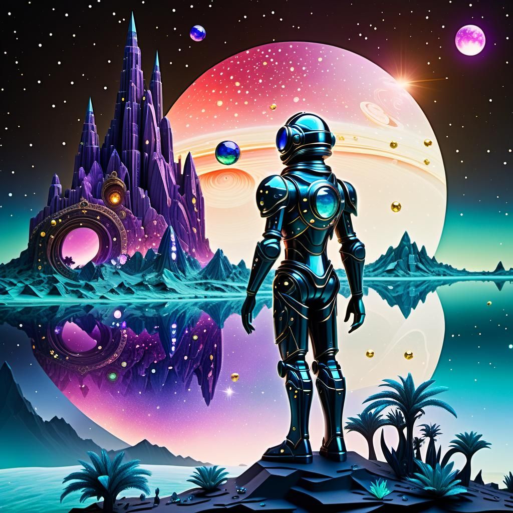 Bejeweled Galactic Oasis: Hyperdetailed Paper Craft