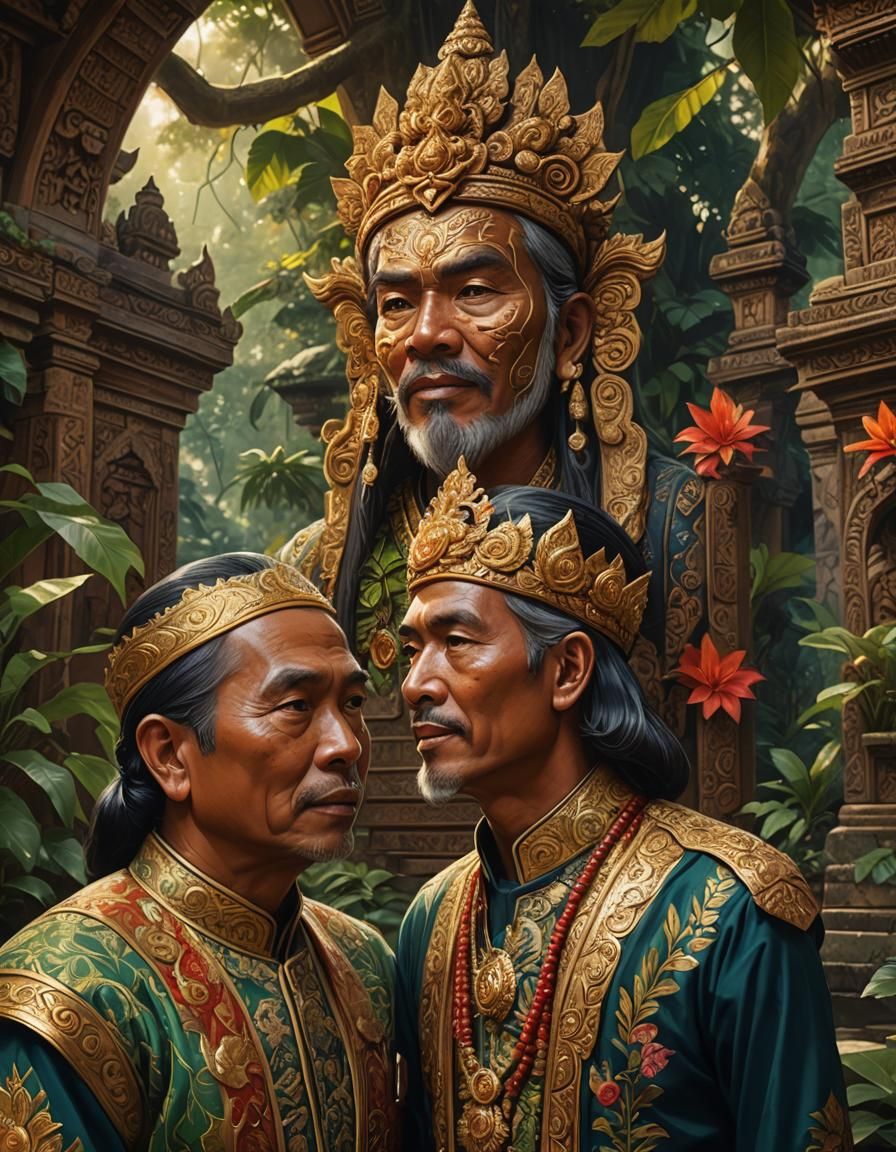 Sailendra Emissary Meets Javanese King: Hyperrealistic Digit...