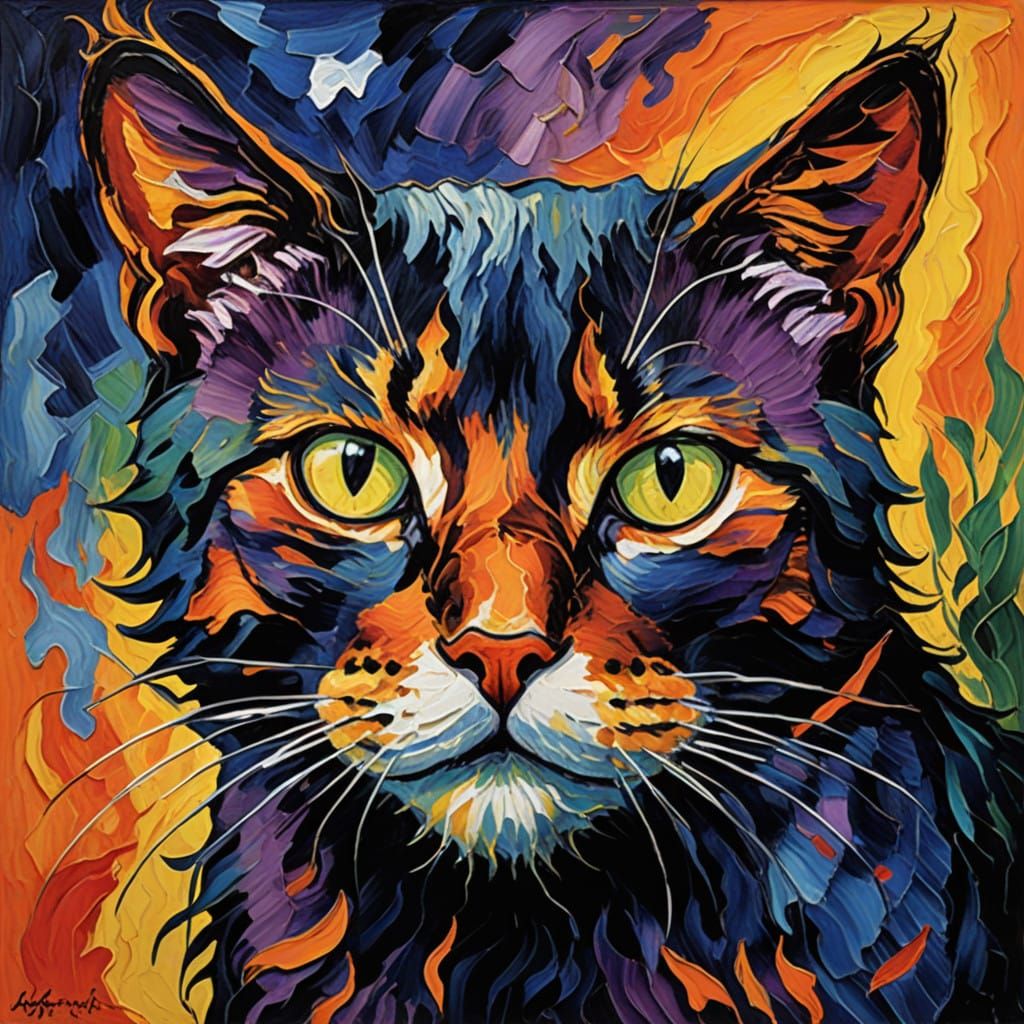 Electric Orange Cat in Black Light