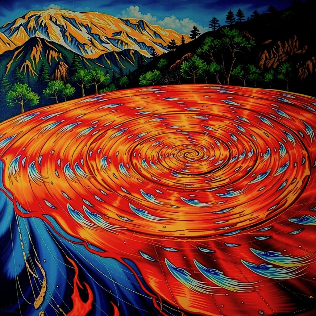 Vibrant Red Swirling Vortex Abstract
