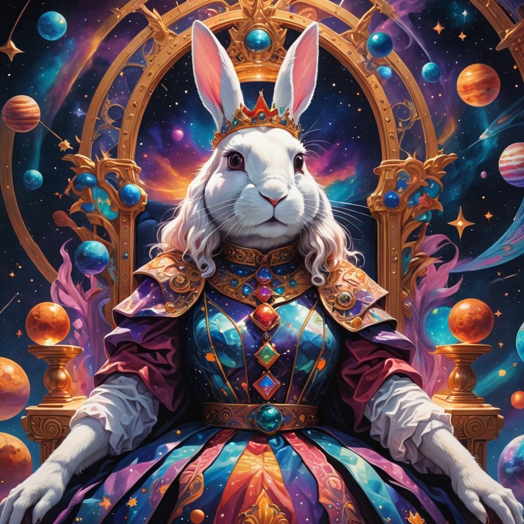 Queen Bunny Portrait in Astral Surrealism