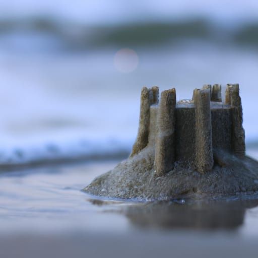 Sandcastle Submerged at High Tide: Professional Photography