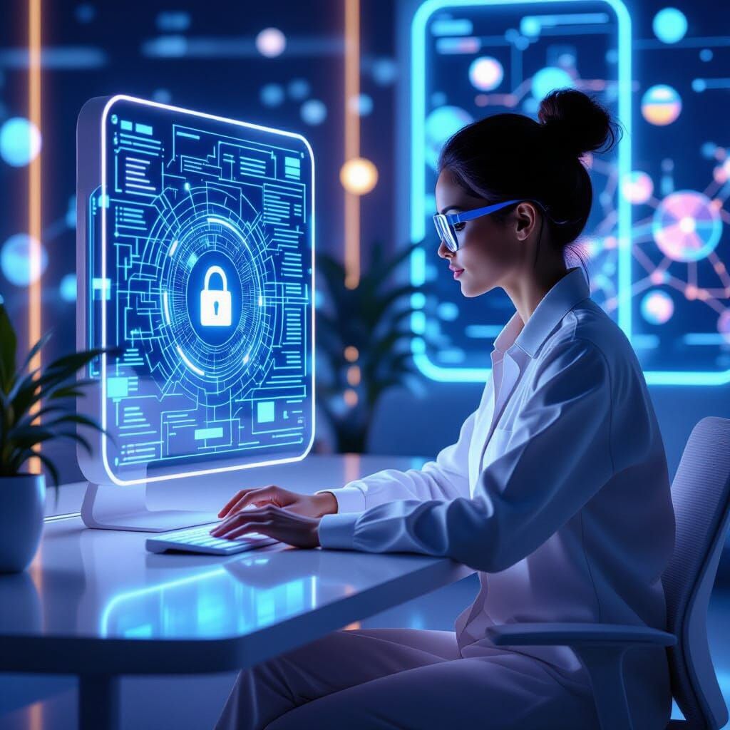 Holographic AI Assistant in Futuristic Digital Art Style