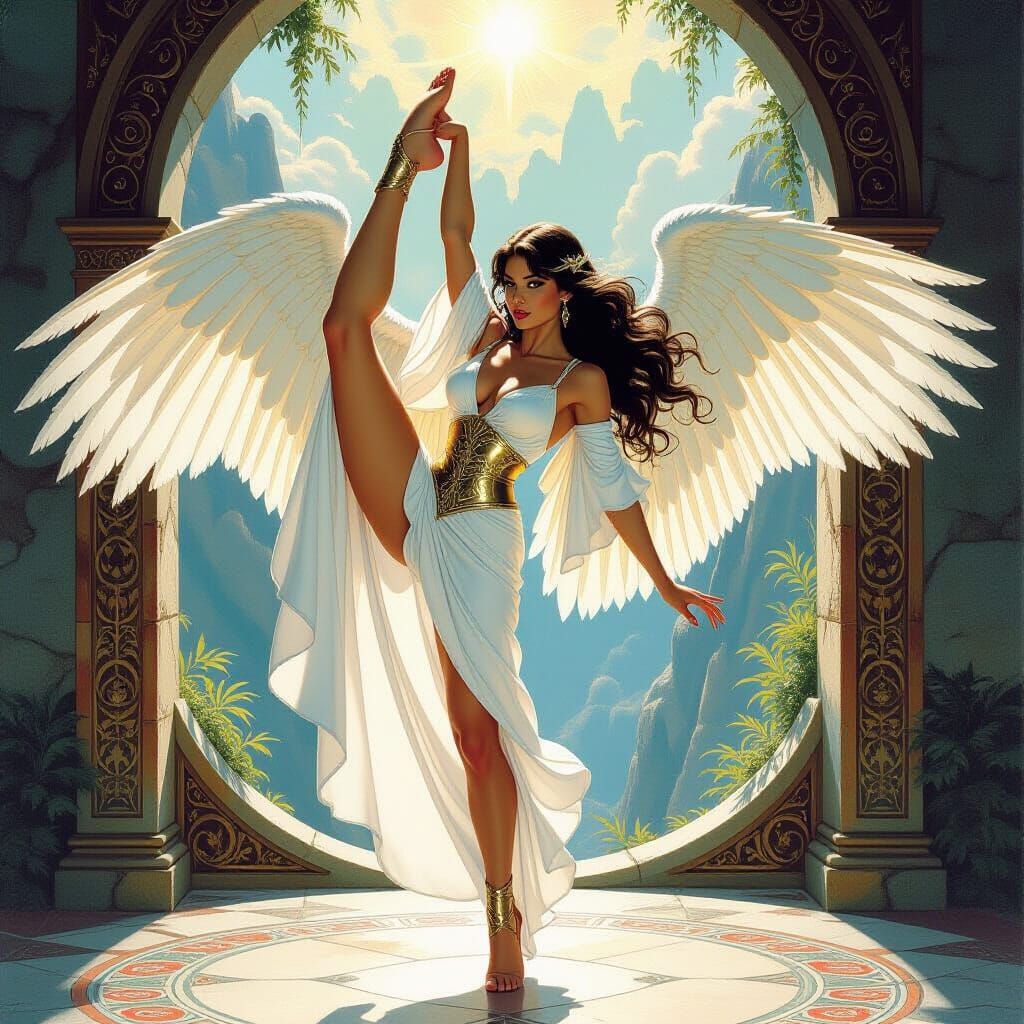 Angelic Acrobat Executes Perfect High Kick