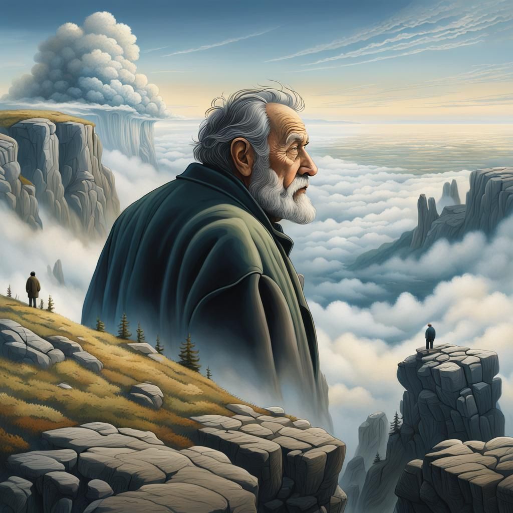 Man Gazing at Fog, Caspar David Friedrich Style