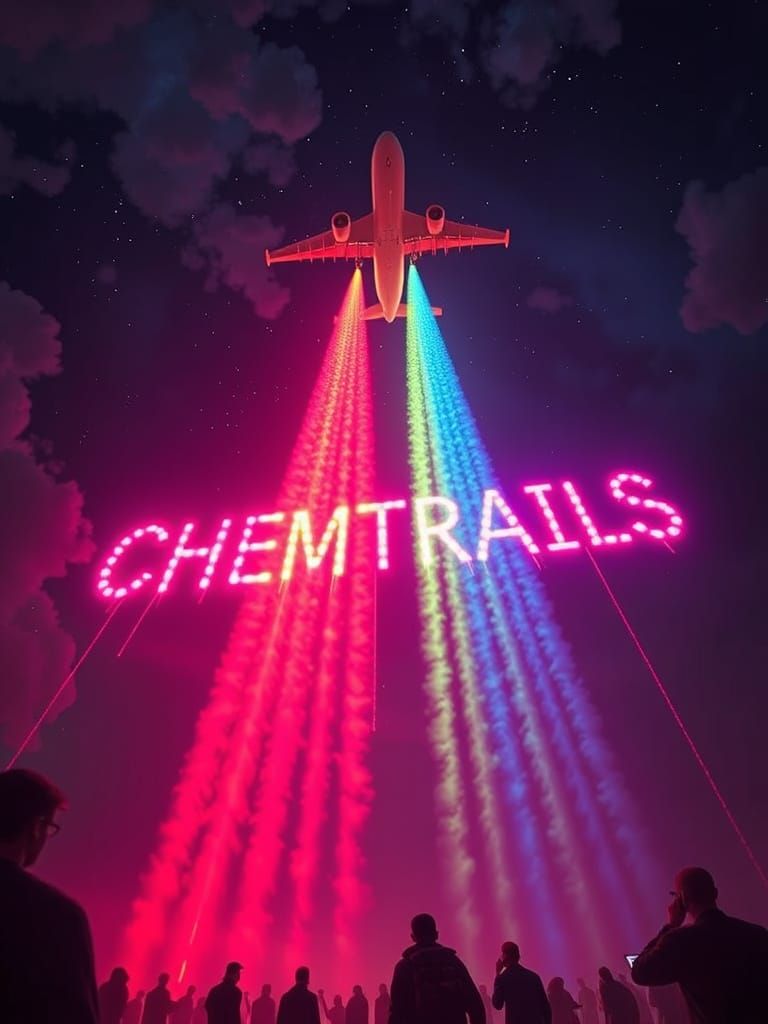 Glowing Chemtrail Clouds Form Word Above City