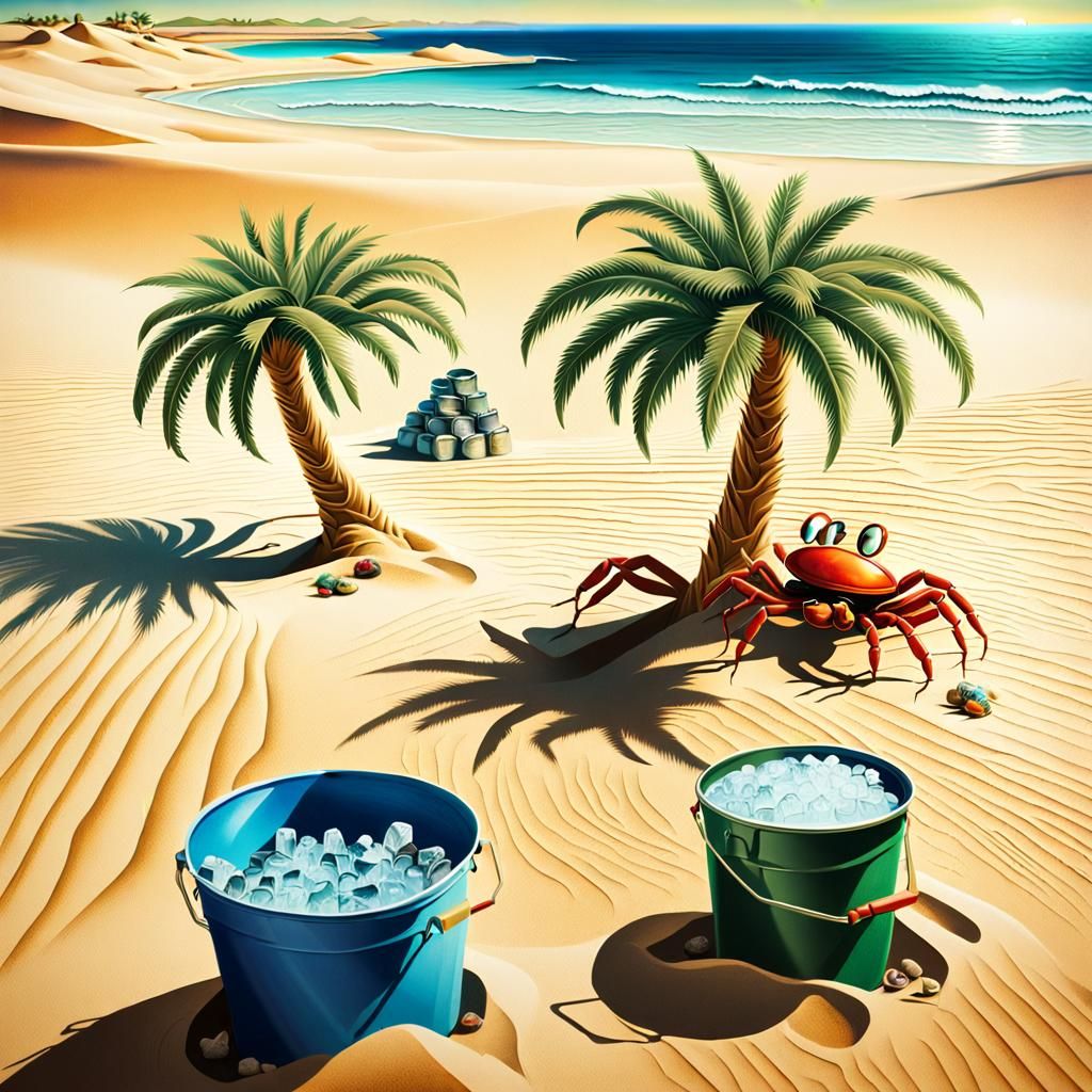 Surreal Palm Trees in Desert Landscape