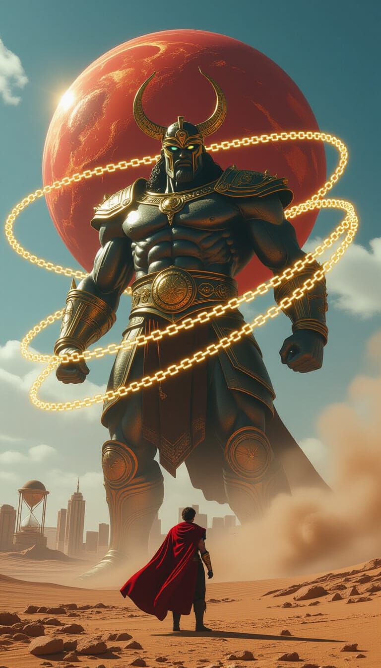 Colossal Kronos Enchains Mars in Golden Light