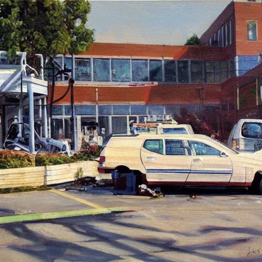 Hospital Car Crash: Oil Painting by Gurney Style
