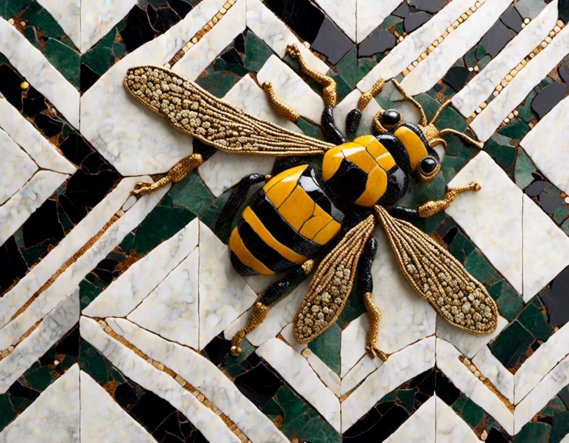 Bumble Bee in 3D Polished Mosaic Style