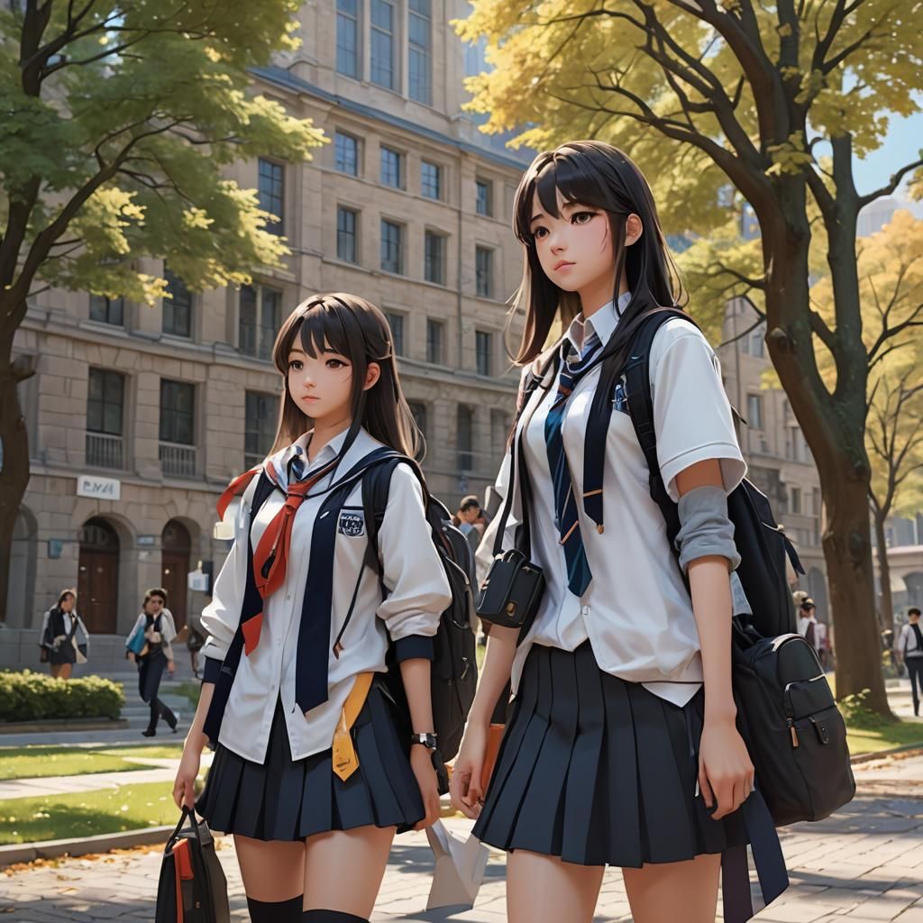 Anime Style 3D Rendering of College Students