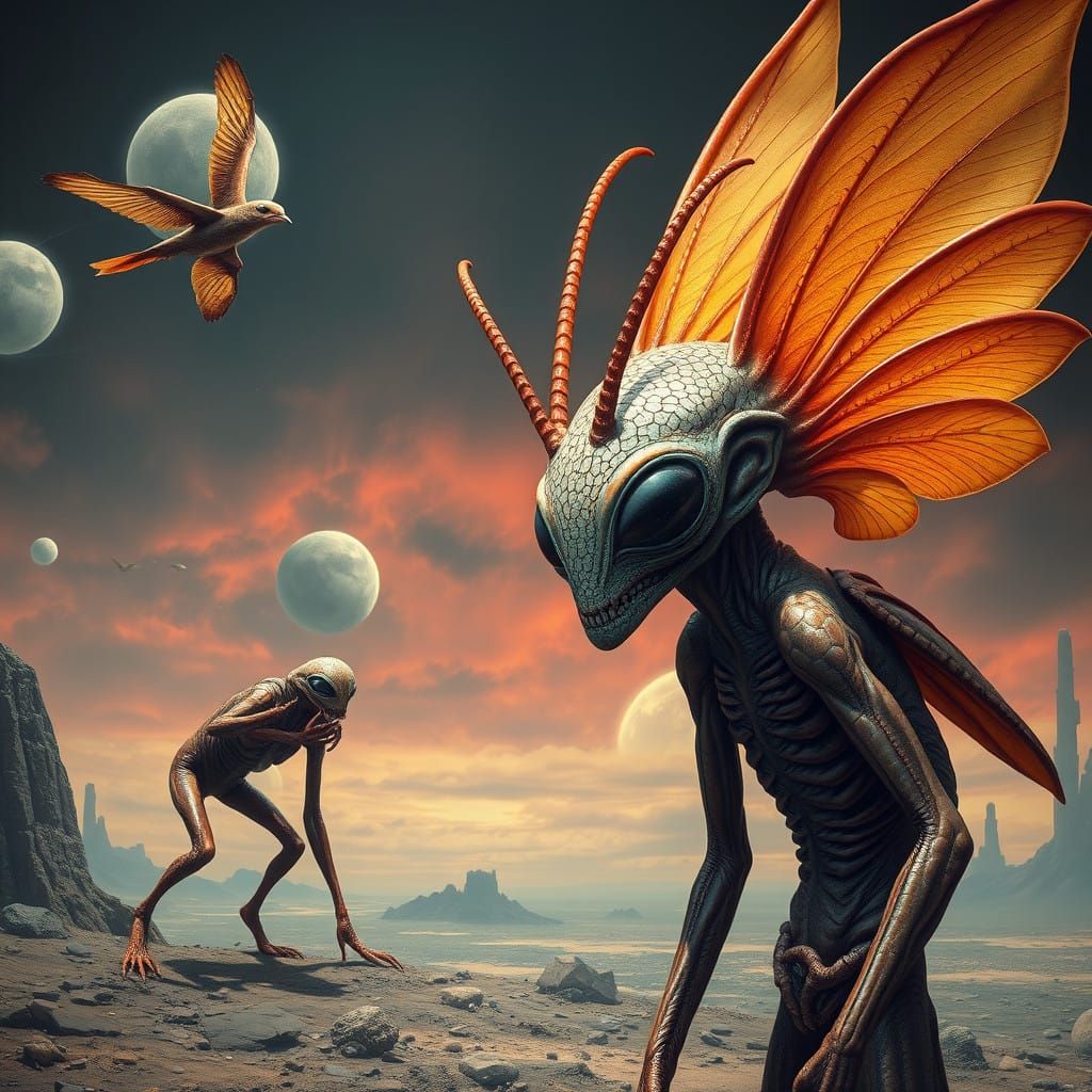 Surreal Alien Forms in Exotic Landscapes, Inspired by Artist...