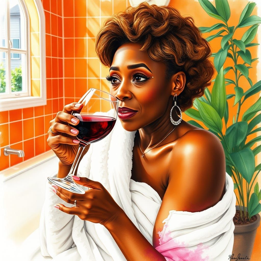 Warmth and Leisure in a Vibrant Orange Bathroom