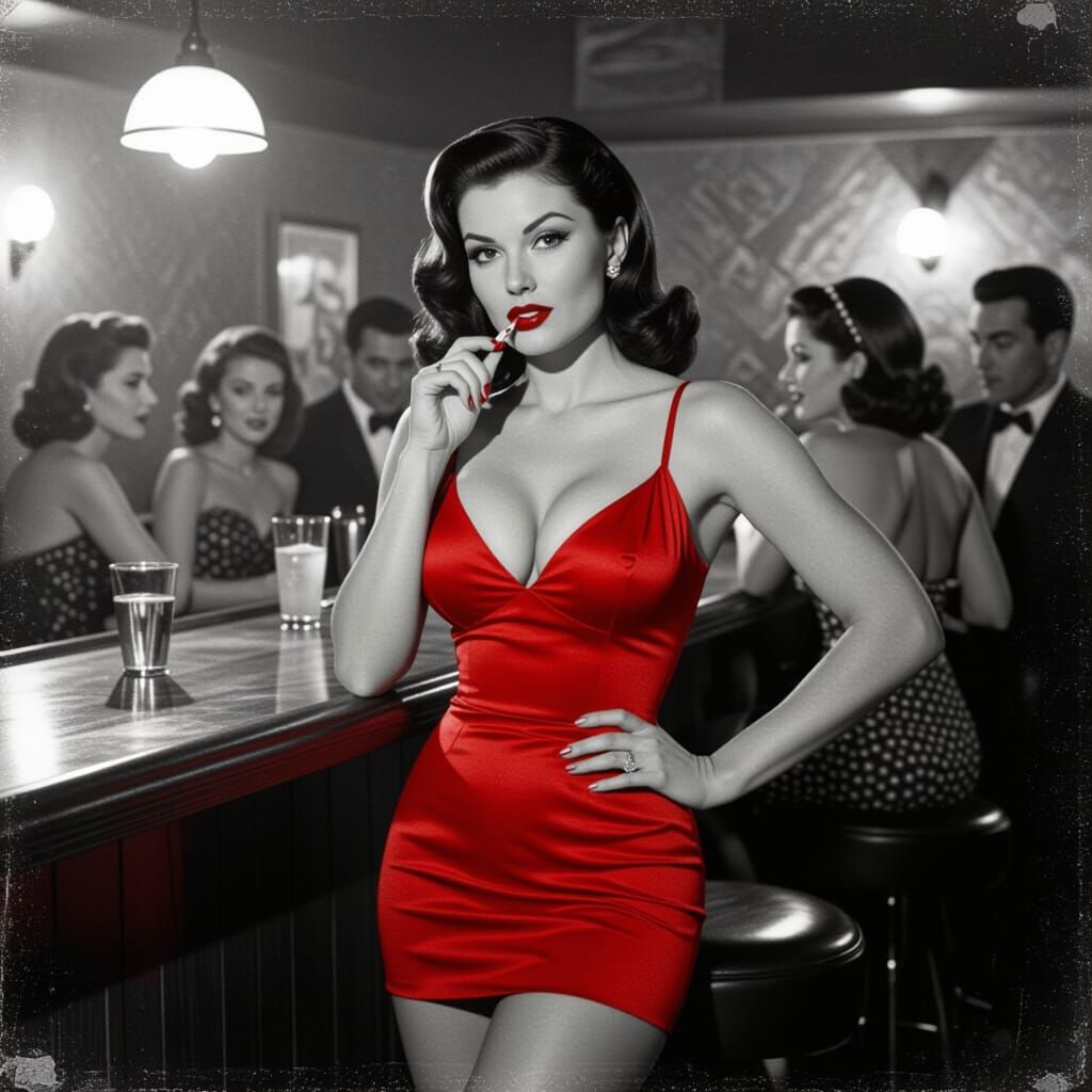 Superhero Housewife Pin-Up Art in 1990s Style